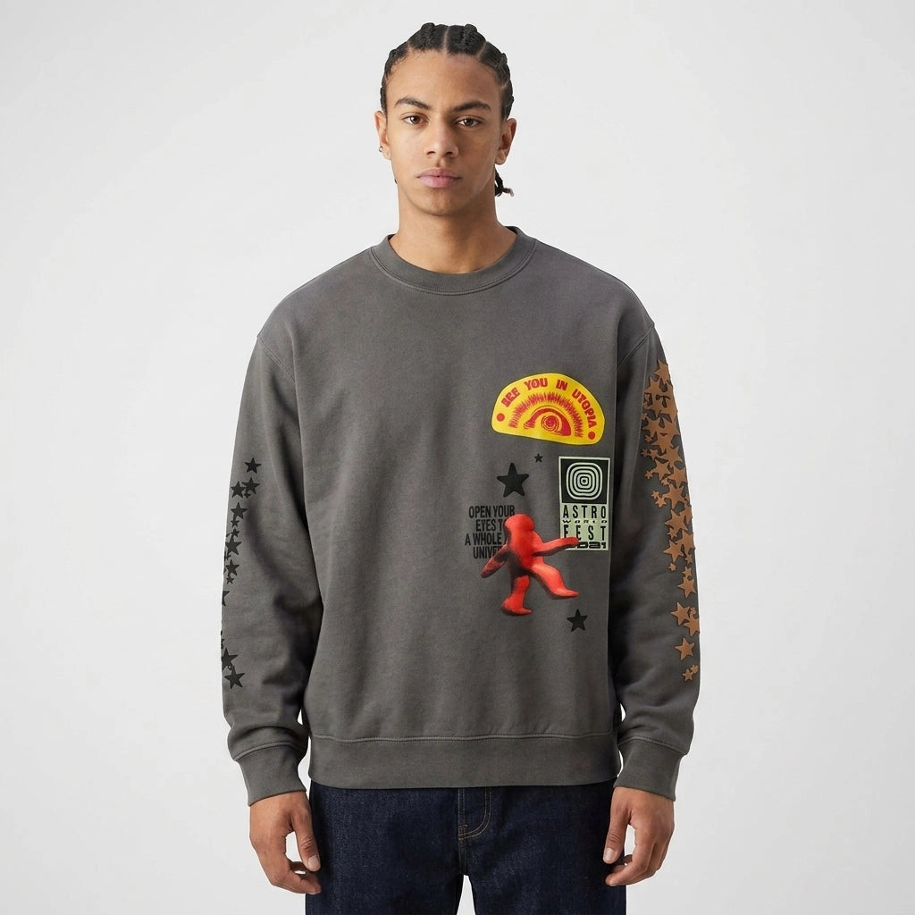Travis Scott Houston Crewneck Grey