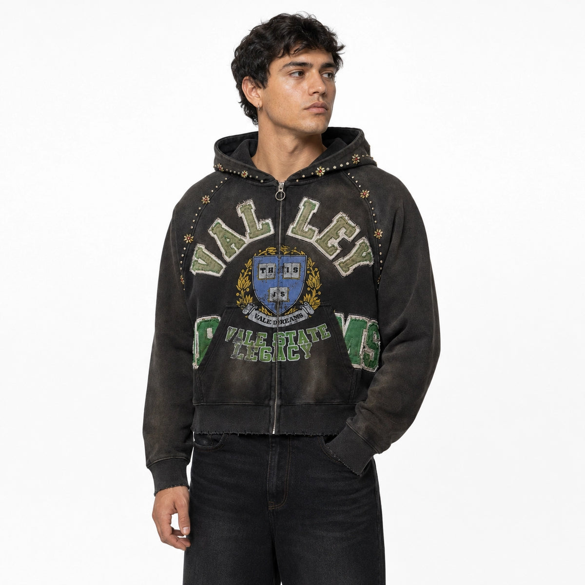 Vale Forever Gem Zip Up Hoodie Black
